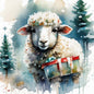 Weihnachtsschaf Nr. 1 Digitaler Aquarelldruck