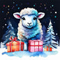 Weihnachtsschaf Nr. 4 Digitaldruck Aquarellmalerei