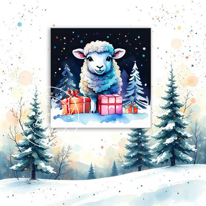 Digital Print Christmas Ewe No.4 Watercolor Painting Instant Download