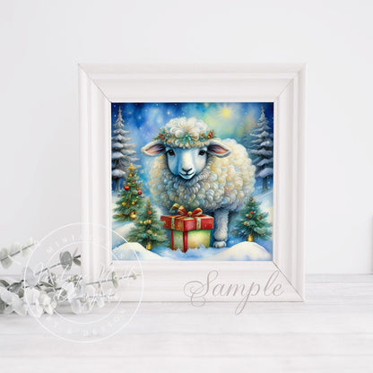 Digital Print Christmas Ewe No.5 Illustration Instant Download