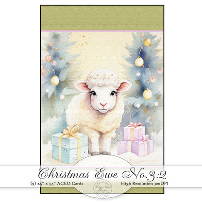 Digital Print Christmas Ewe No.3:2 ACEO Illustration Instant Download
