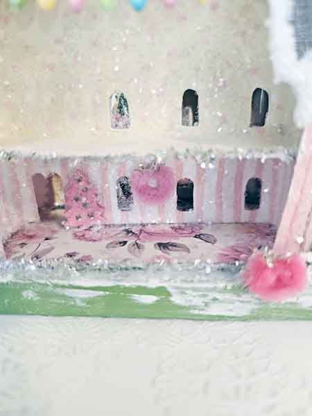 Miniature Victorian Putz Christmas Mansion No.5 Glitter Holiday Home Handmade One of a Kind