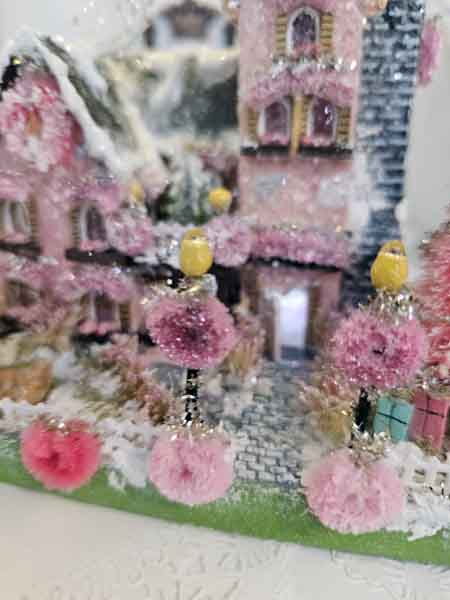 Miniature Victorian Putz Christmas Mansion No.5 Glitter Holiday Home Handmade One of a Kind