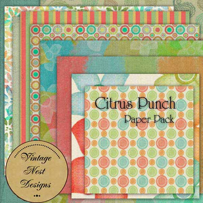 Digital Scrapbooking Citrus Punch Kit Instant Download