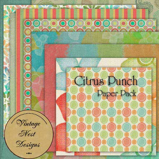 Digital Scrapbooking Citrus Punch Kit Instant Download