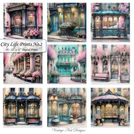 Digital Prints Bundle City Life No.2 Illustration Instant Download