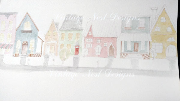 City Life No.3 Digital Print Watercolor Painting