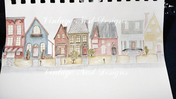 City Life No.3 Digital Print Watercolor Painting