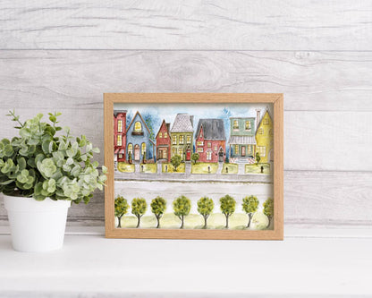 City Life No.3 Digital Print Watercolor Painting
