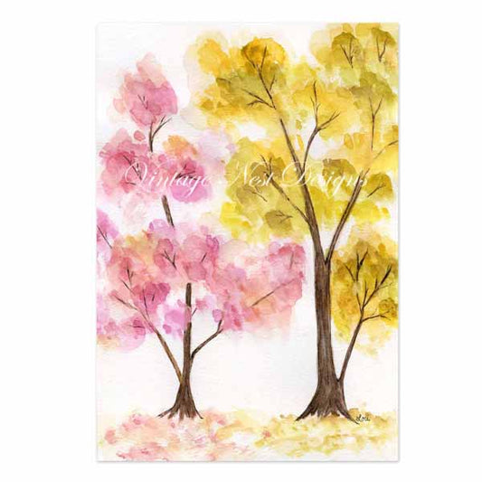 Digital Print Colorful Trees No.1 Watercolor Painting Instant Download
