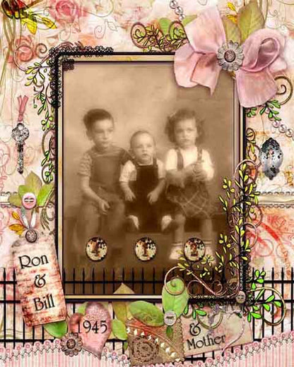 Digital Scrapbooking Cottage Garden Quick Page No.1 Instant Download
