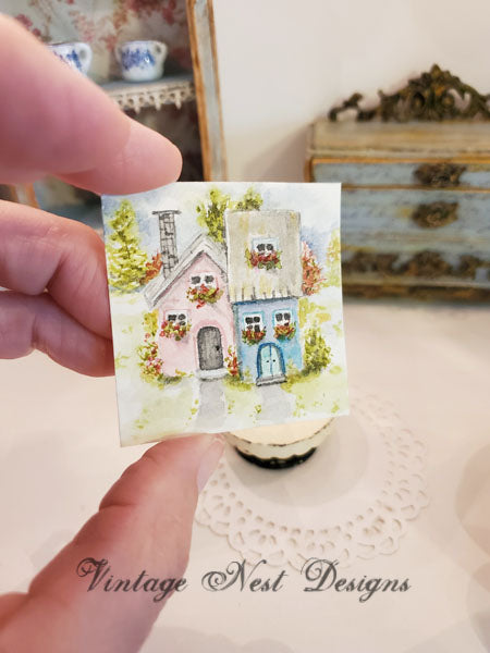 Digital Print Cottage House No.2 Watercolor Painting Miniature