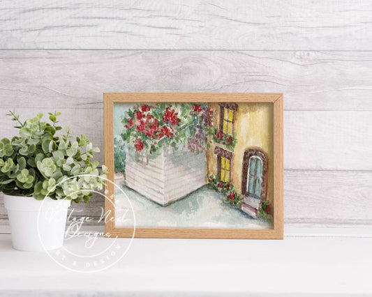 Digital Print Cottage House No.6 ACEO Watercolor Instant Download