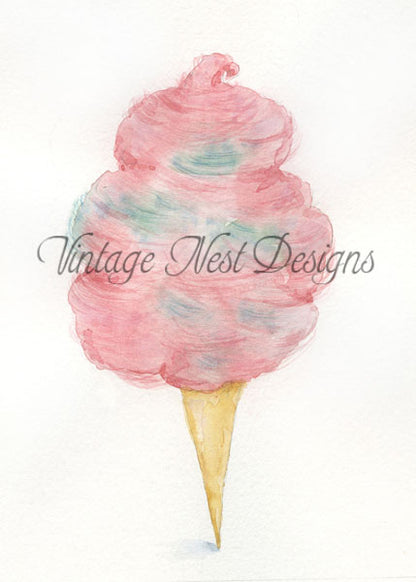 Cotton Candy No.3 Digital Print Watercolor Painting