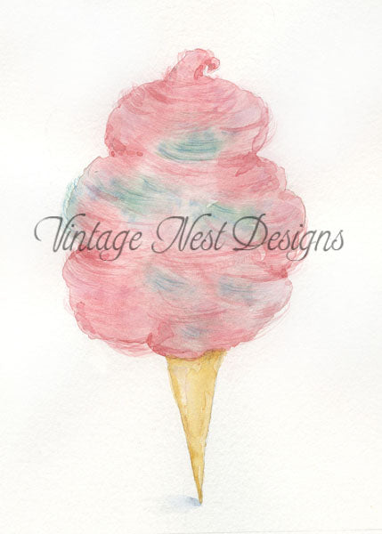 Cotton Candy No.3 Digital Print Watercolor Painting