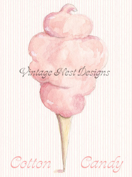 Cotton Candy No.2 ACEO Digital Print Watercolor Painting