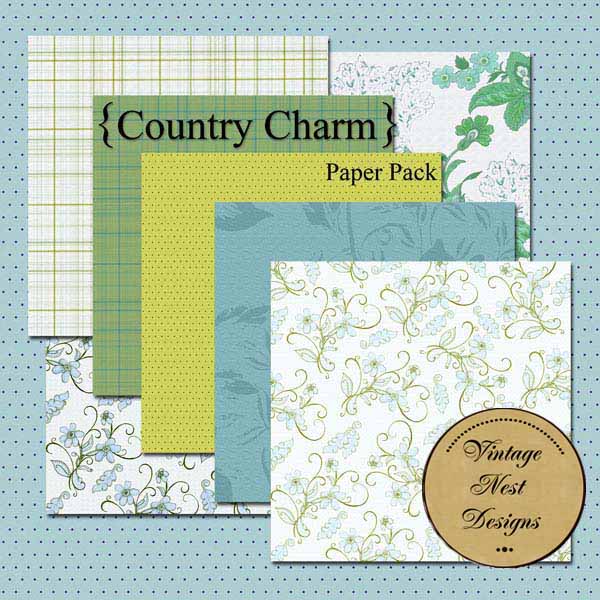 Digital Scrapbooking Country Charm Kit Instant Download