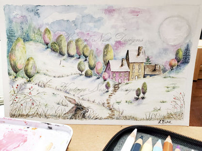 Country Life No.1 Digital Print Watercolor Painting