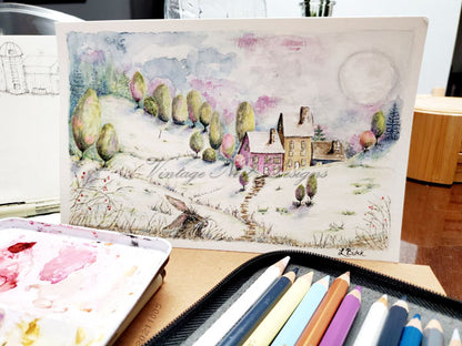 Country Life No.1 Digital Print Watercolor Painting