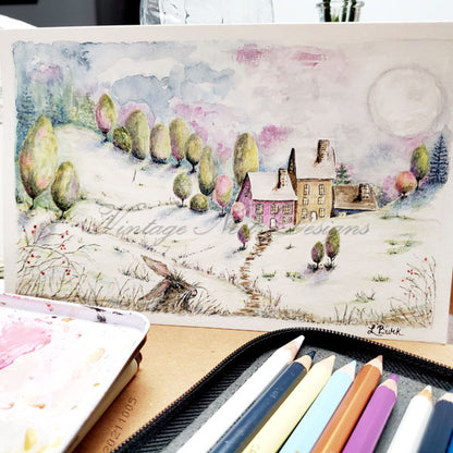 Country Life No.1 Digital Print Watercolor Painting