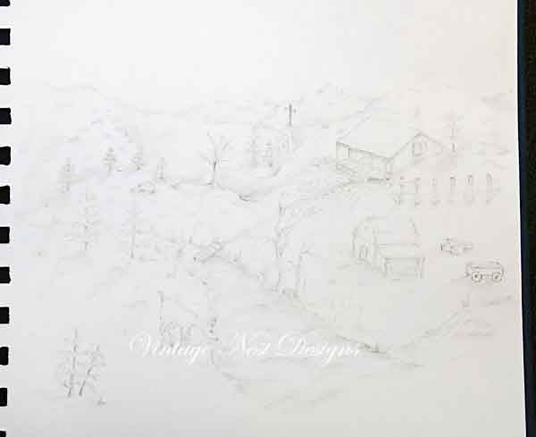Digital Print Country Life No.7 Watercolor Painting Instant Download