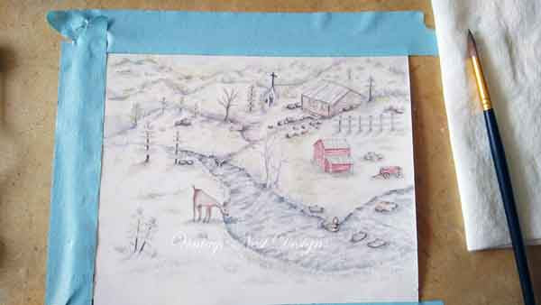 Digital Print Country Life No.7 Watercolor Painting Instant Download
