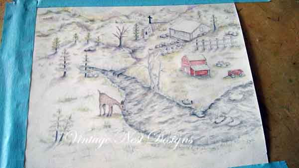Digital Print Country Life No.7 Watercolor Painting Instant Download