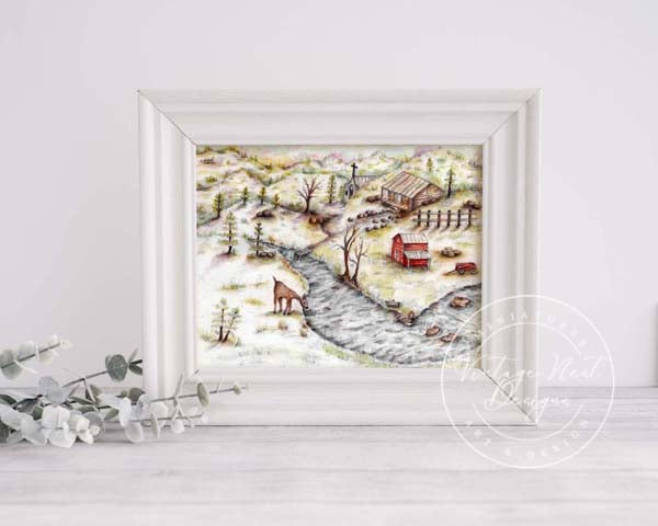 Digital Print Country Life No.7 Watercolor Painting Instant Download
