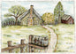 Digital Print Country Life No.2 Watercolor Painting Instant Download
