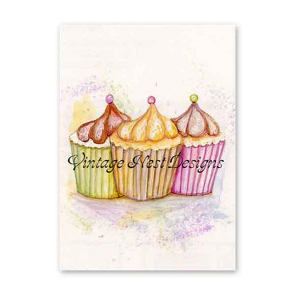 Digital Print Cupcake No.2 Watercolor Painting Instant Download
