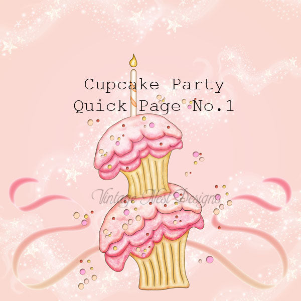 Digital Scrapbooking Cupcake Party Quick Page No.1 Instant Download