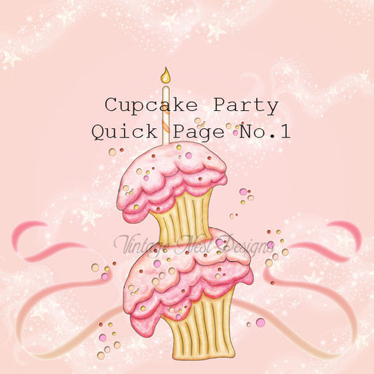 Digital Scrapbooking Cupcake Party Quick Page No.1 Instant Download