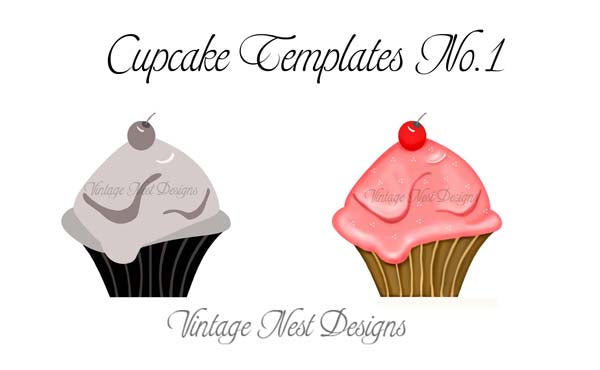 Digital Scrapbooking Cupcake Template No.1 Freebie Instant Download
