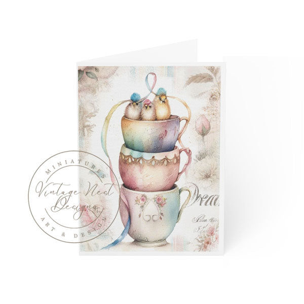 Digital Print Cup of Birds No.1 Greetings Instant Download