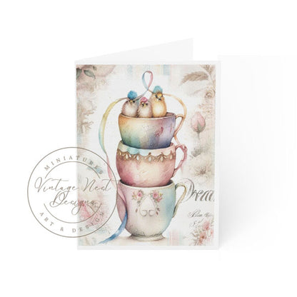 Digital Print Cup of Birds No.1 Greetings Instant Download