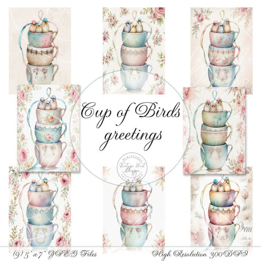 Cup of Birds No.1 Greetings Digital Prints