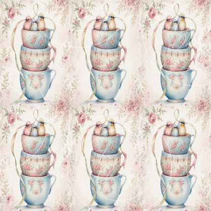 Digital Prints Cup of Birds Paper Pack No.2 Instant Download