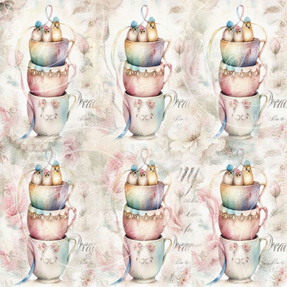 Digital Prints Cup of Birds Paper Pack No.2 Instant Download