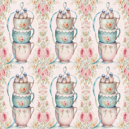 Digital Prints Cup of Birds Paper Pack No.2 Instant Download
