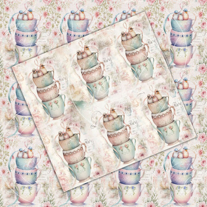 Digital Prints Cup of Birds Paper Pack No.2 Instant Download