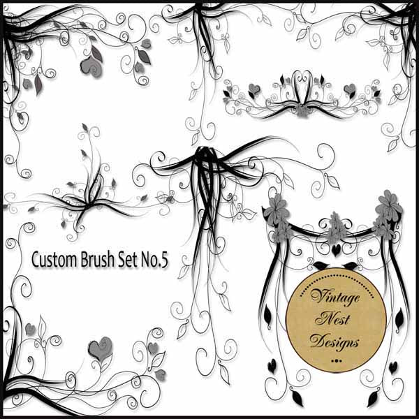 Digital Scrapbooking Brushes & Stamps Flourishes No.5 Instant Download