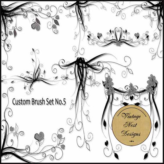 Digital Scrapbooking Brushes & Stamps Flourishes No.5 Instant Download