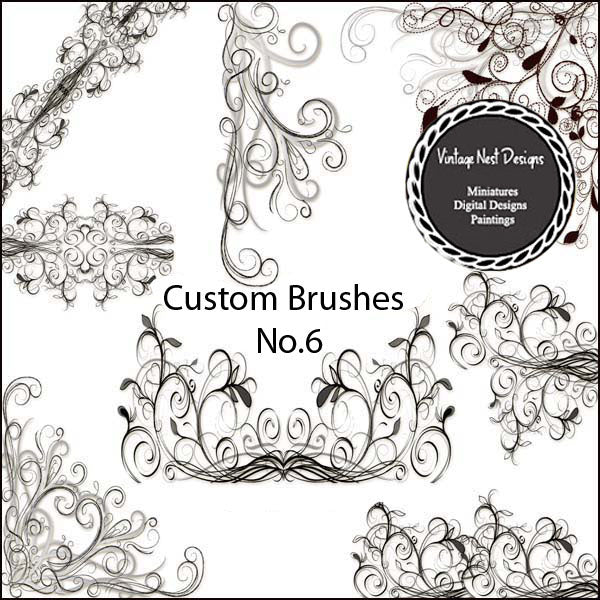 Digital Scrapbooking Brushes & Stamps Flourishes No.6 Instant Download