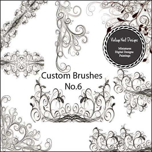 Digital Scrapbooking Brushes & Stamps Flourishes No.6 Instant Download
