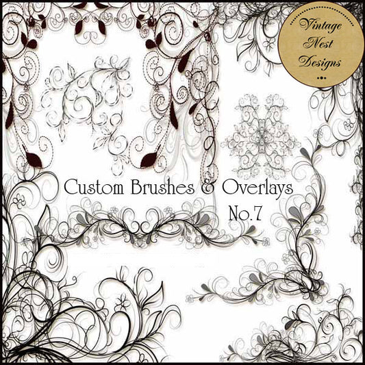 Digital Scrapbooking Brushes & Stamps Flourishes No.7 Instant download