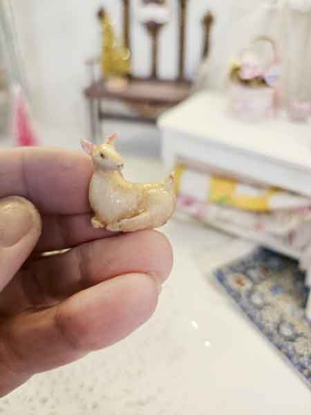 Miniature Deer - Fawn No.5 One of a Kind Handmade Animal Dollhouse Shadow Box Diorama Room