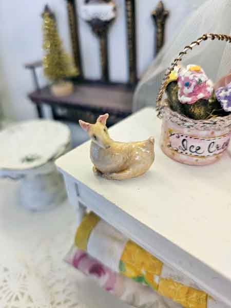 Miniature Deer - Fawn No.5 One of a Kind Handmade Animal Dollhouse Shadow Box Diorama Room
