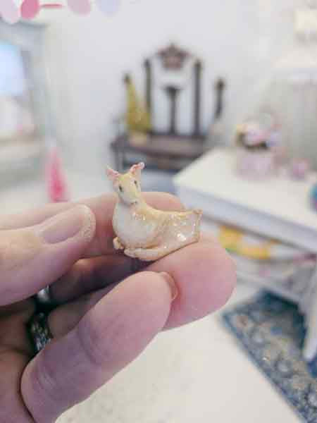 Miniature Deer - Fawn No.5 One of a Kind Handmade Animal Dollhouse Shadow Box Diorama Room