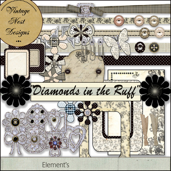 Digital Scrapbooking Diamonds in the Ruff Kit Instant Download