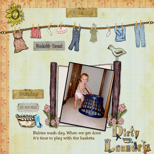 Digital Scrapbooking Dirty Laundry Kit Instant Download